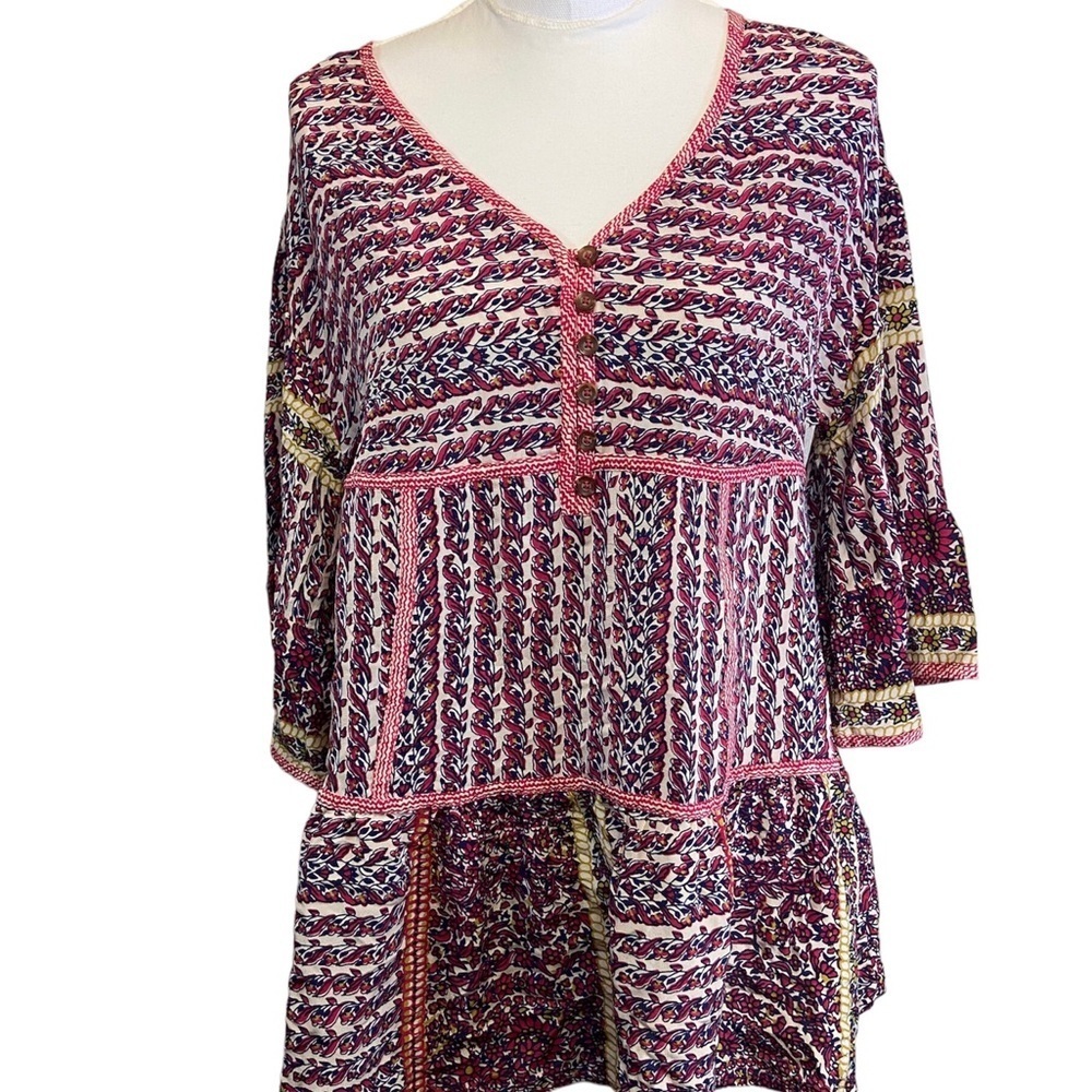 Anthropology Maeve 100% Silk Blouse Size SP  NWOT Boho  3/4 Bell Sleeves - Picture 2 of 8